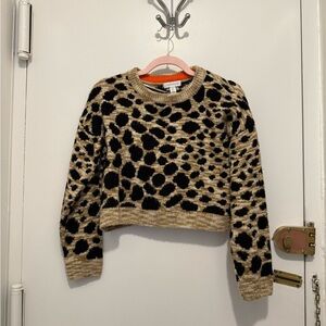 Leopard Print Sweater - Black and Tan